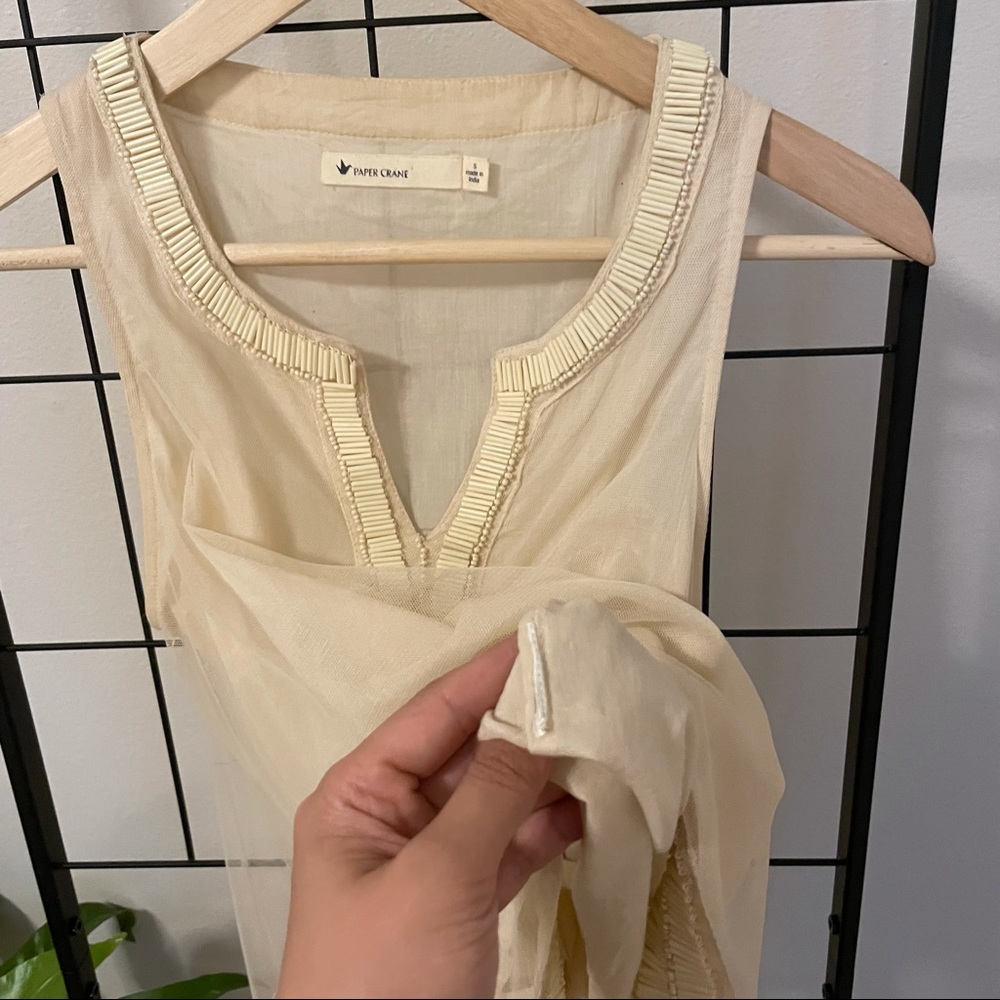 Mesh/Linen Beaded Top - Picture 6 of 7